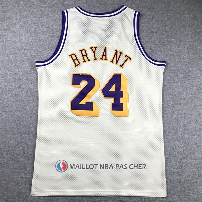 Maillot Los Angeles Lakers Kobe Bryant NO 24 Mitchell & Ness Chainstitch Creme